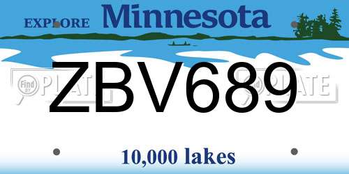 ZBV689 Minnesota License Plate
