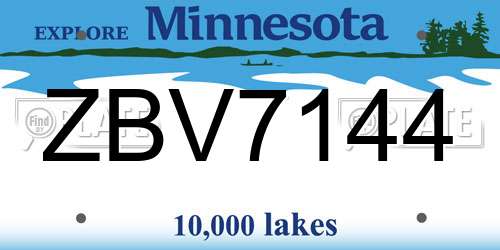 ZBV7144 Minnesota License Plate