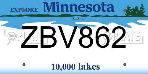 ZBV862 Minnesota License Plate