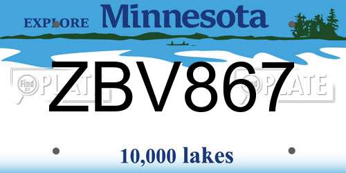 ZBV867 Minnesota License Plate