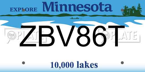 ZBV86T Minnesota License Plate
