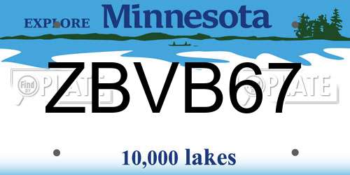 ZBVB67 Minnesota License Plate