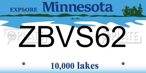 ZBVS62 Minnesota License Plate