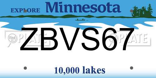 ZBVS67 Minnesota License Plate