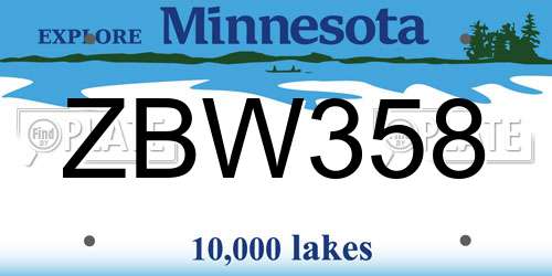 ZBW358 Minnesota License Plate