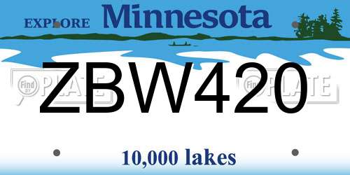 ZBW420 Minnesota License Plate