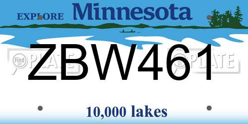 ZBW461 Minnesota License Plate