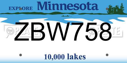 ZBW758 Minnesota License Plate