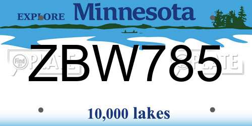 ZBW785 Minnesota License Plate