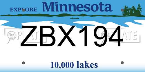 ZBX194 Minnesota License Plate