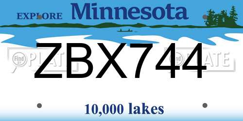 ZBX744 Minnesota License Plate