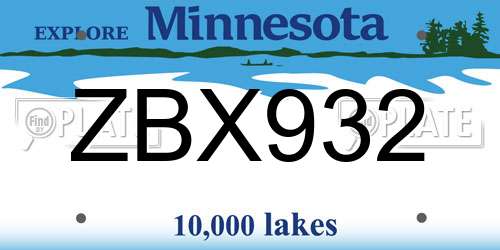 ZBX932 Minnesota License Plate