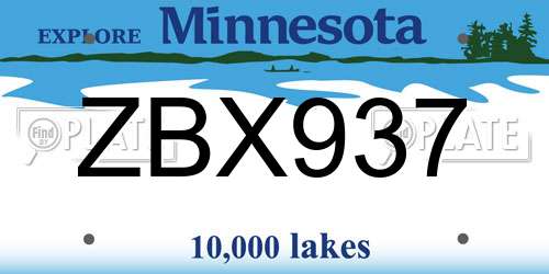 ZBX937 Minnesota License Plate