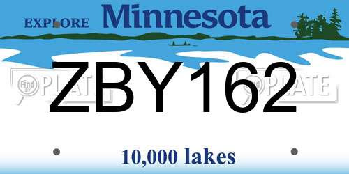 ZBY162 Minnesota License Plate