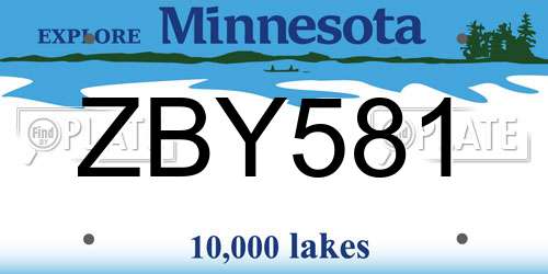 ZBY581 Minnesota License Plate