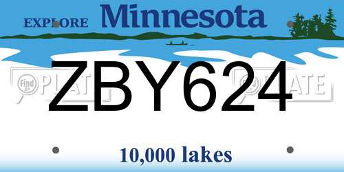 ZBY624 Minnesota License Plate