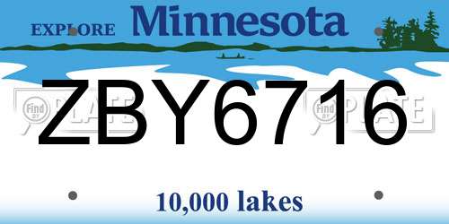 ZBY6716 Minnesota License Plate