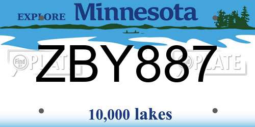 ZBY887 Minnesota License Plate