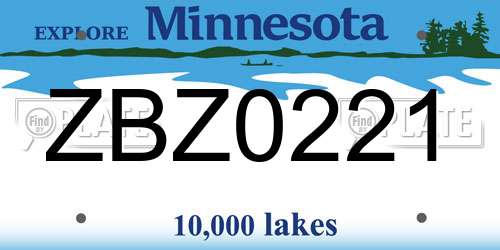 ZBZ0221 Minnesota License Plate