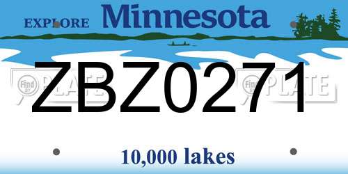 ZBZ0271 Minnesota License Plate