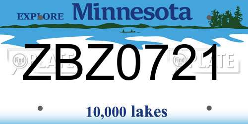 ZBZ0721 Minnesota License Plate