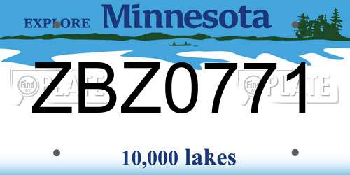 ZBZ0771 Minnesota License Plate
