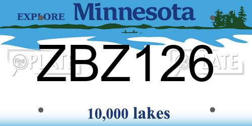 ZBZ126 Minnesota License Plate