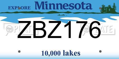 ZBZ176 Minnesota License Plate