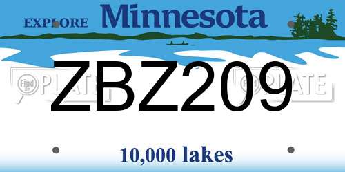 ZBZ209 Minnesota License Plate