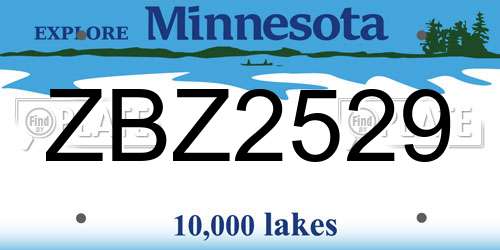 ZBZ2529 Minnesota License Plate