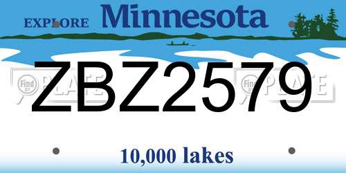 ZBZ2579 Minnesota License Plate