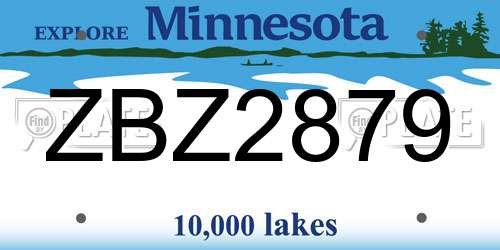 ZBZ2879 Minnesota License Plate