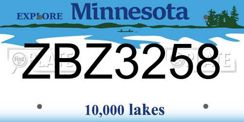 ZBZ3258 Minnesota License Plate
