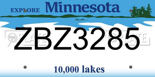 ZBZ3285 Minnesota License Plate