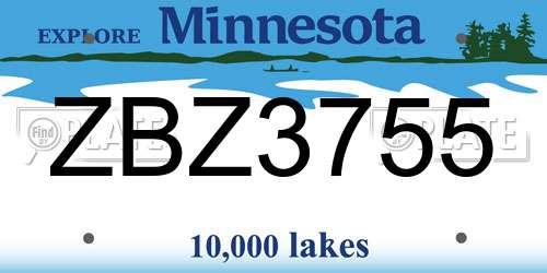 ZBZ3755 Minnesota License Plate