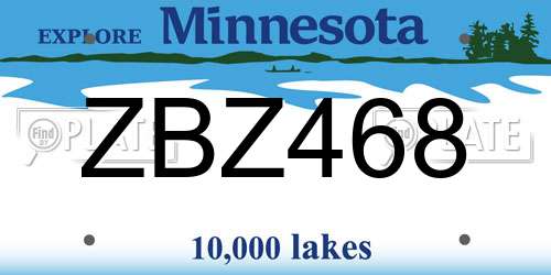 ZBZ468 Minnesota License Plate