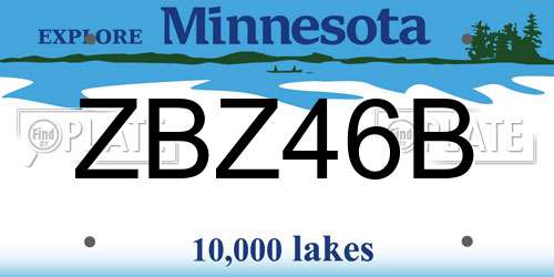 ZBZ46B Minnesota License Plate