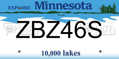ZBZ46S Minnesota License Plate