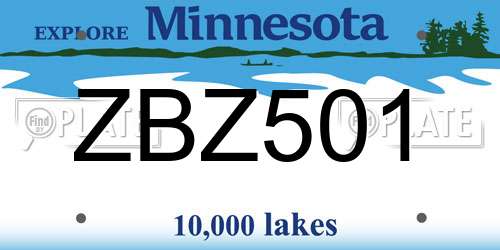 ZBZ501 Minnesota License Plate
