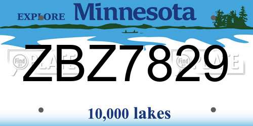 ZBZ7829 Minnesota License Plate