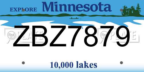 ZBZ7879 Minnesota License Plate