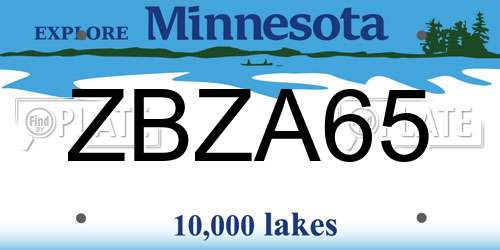 ZBZA65 Minnesota License Plate