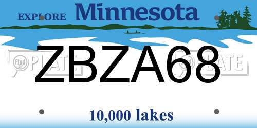 ZBZA68 Minnesota License Plate