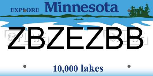 ZBZEZBB Minnesota License Plate