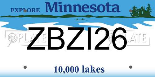 ZBZI26 Minnesota License Plate