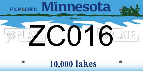 ZC016 Minnesota License Plate