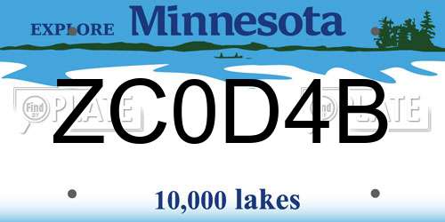 ZC0D4B Minnesota License Plate