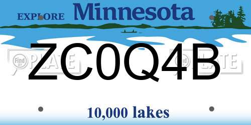 ZC0Q4B Minnesota License Plate