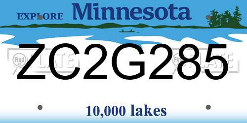 ZC2G285 Minnesota License Plate