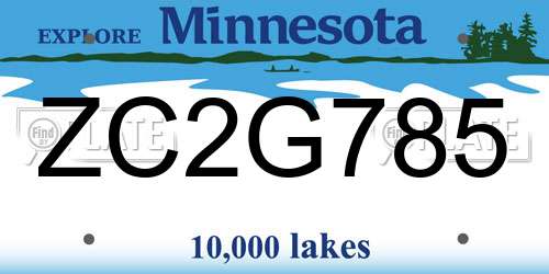 ZC2G785 Minnesota License Plate